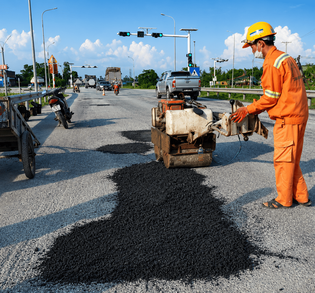 Tình trang ô gà trên mặt đường