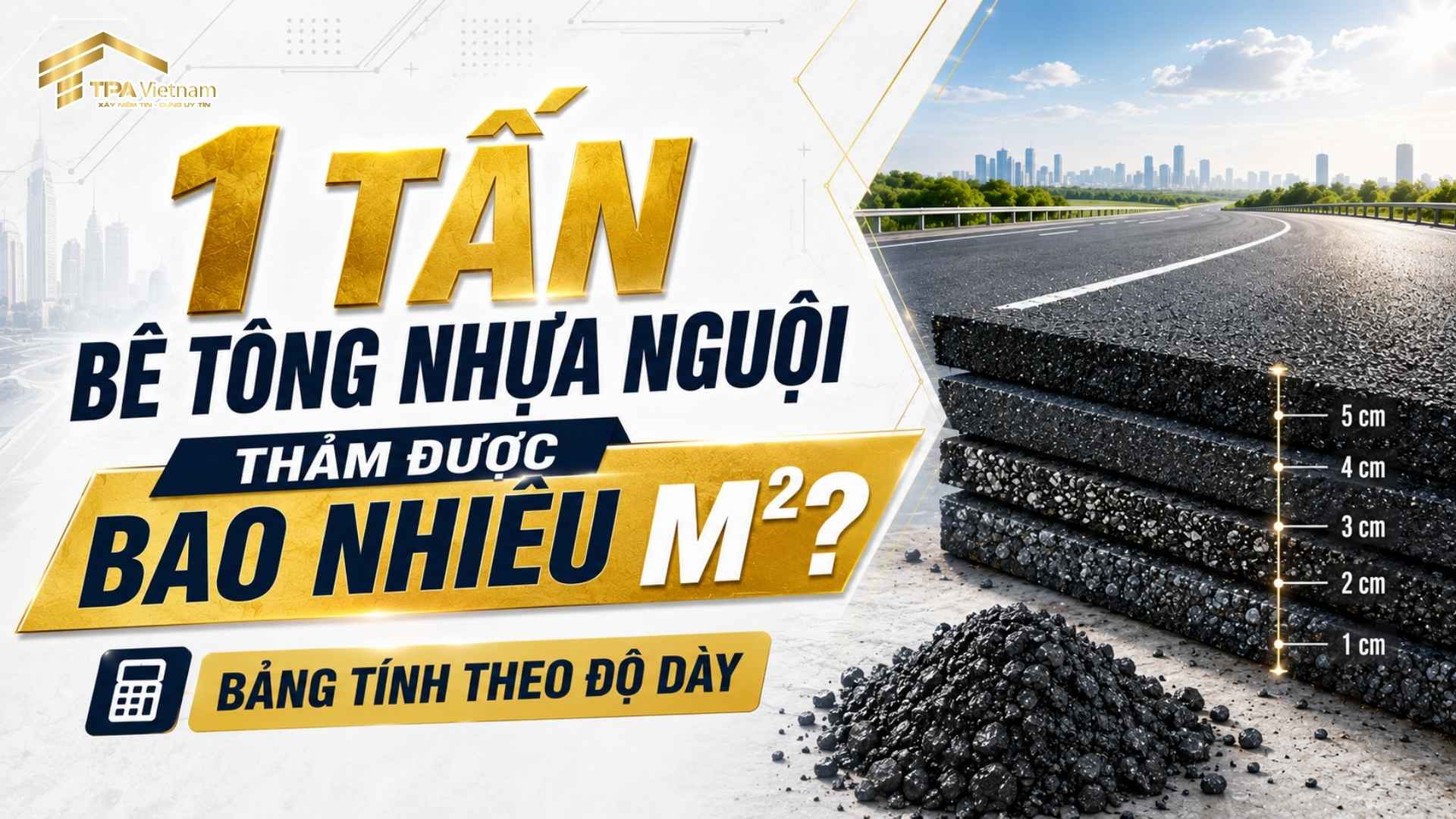 1 tấn bê tông nhựa nguội thảm được bao nhiêu m²?