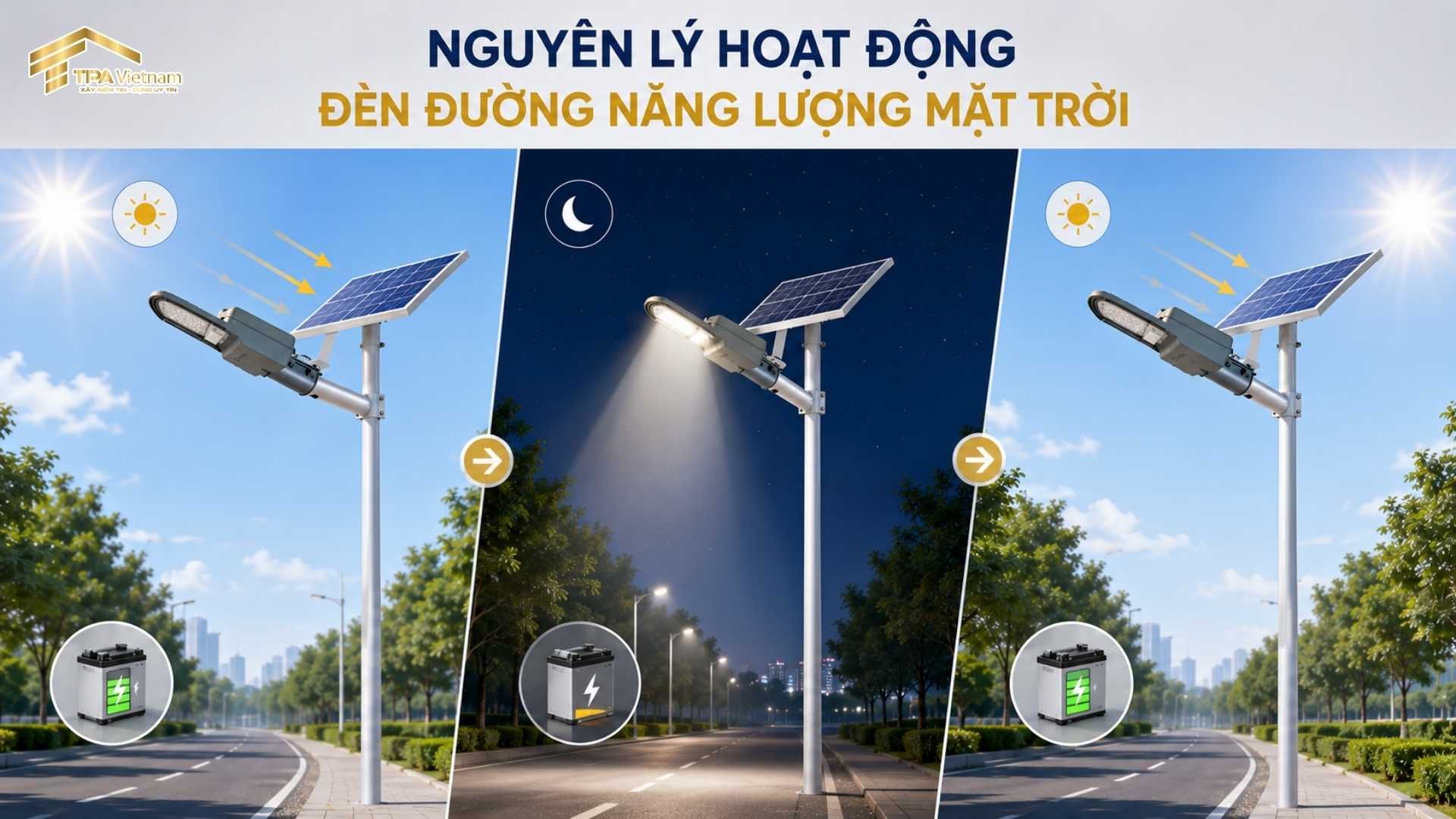 Nguyên lý hoạt động của đèn đường năng lượng mặt trời